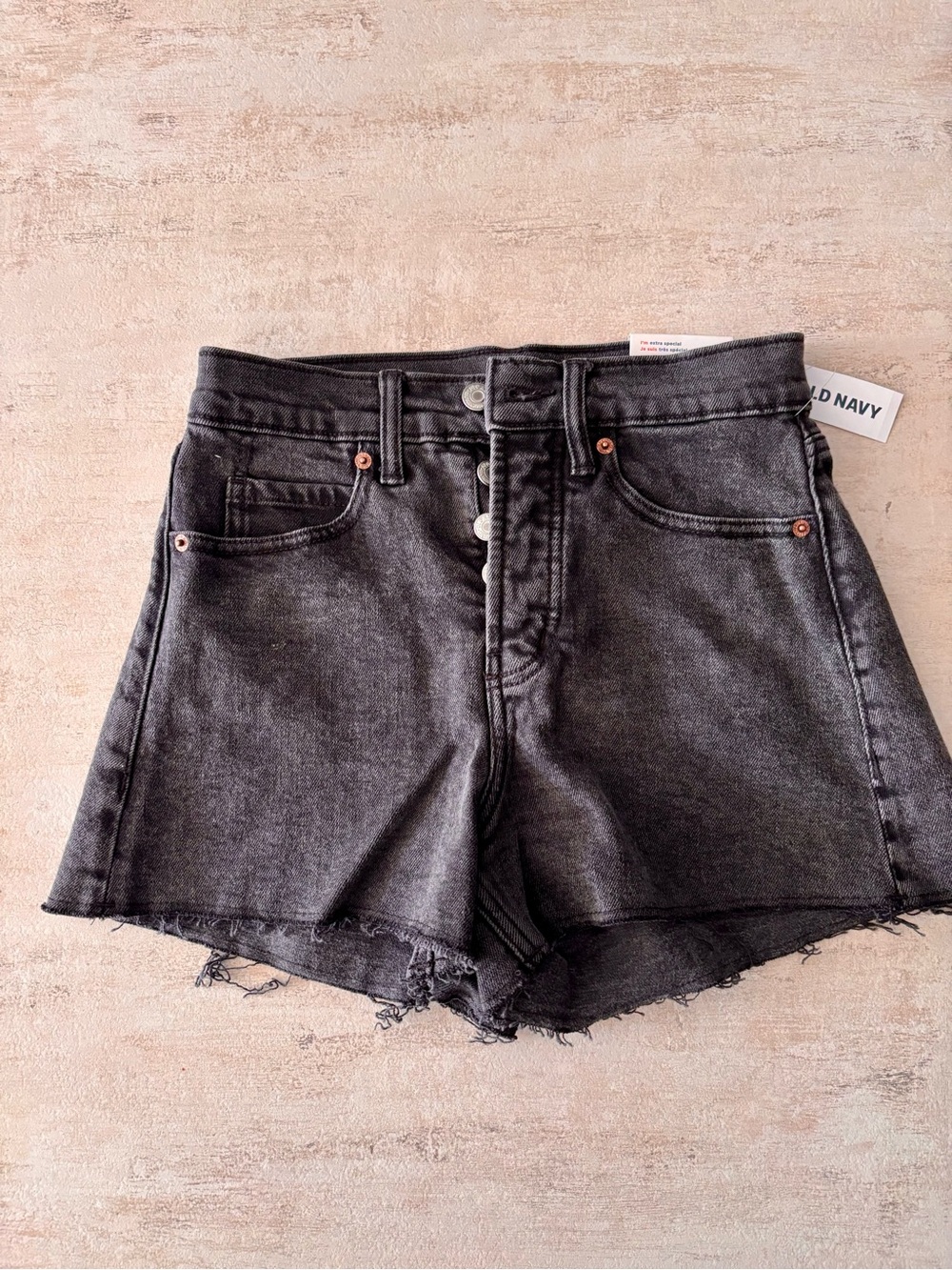 Old Navy Black High Rise Button-Fly Denim Cutoff Shorts